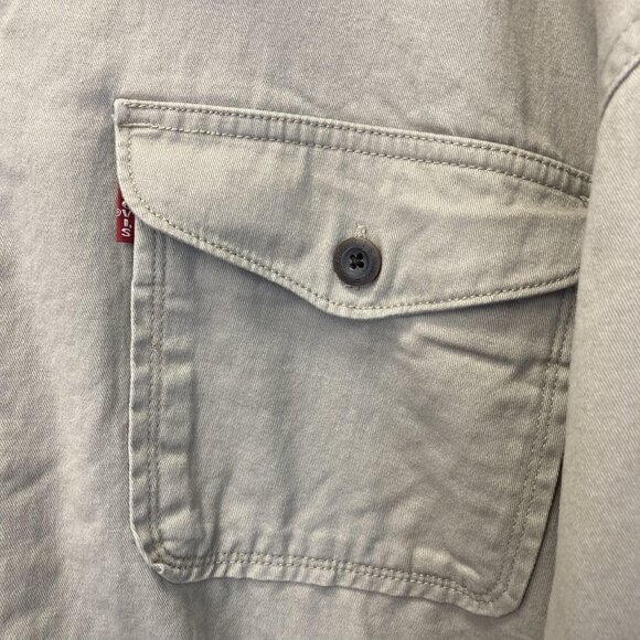 Levi's Sherpa Lined Shirt Jacket Shacket Mens 3XL Khaki Tan Workwear Classic - Picture 5 of 15